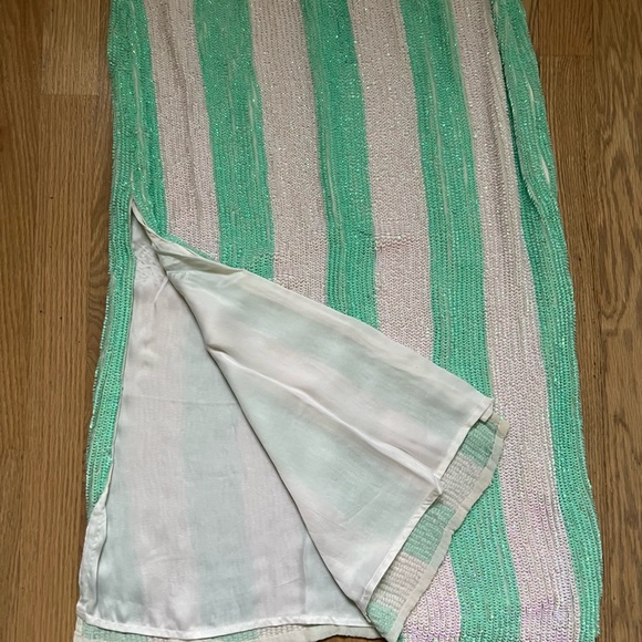 Retrofete Veronica Skirt Mint Stripes Green White Sequin NWT - Picture 6 of 7